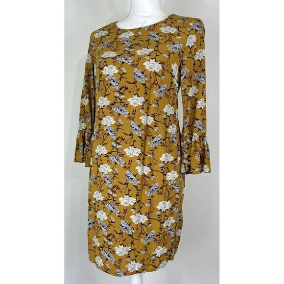 Old Navy Gold Floral Mini Shift Dress Size XS (0/2) - Picture 7 of 12